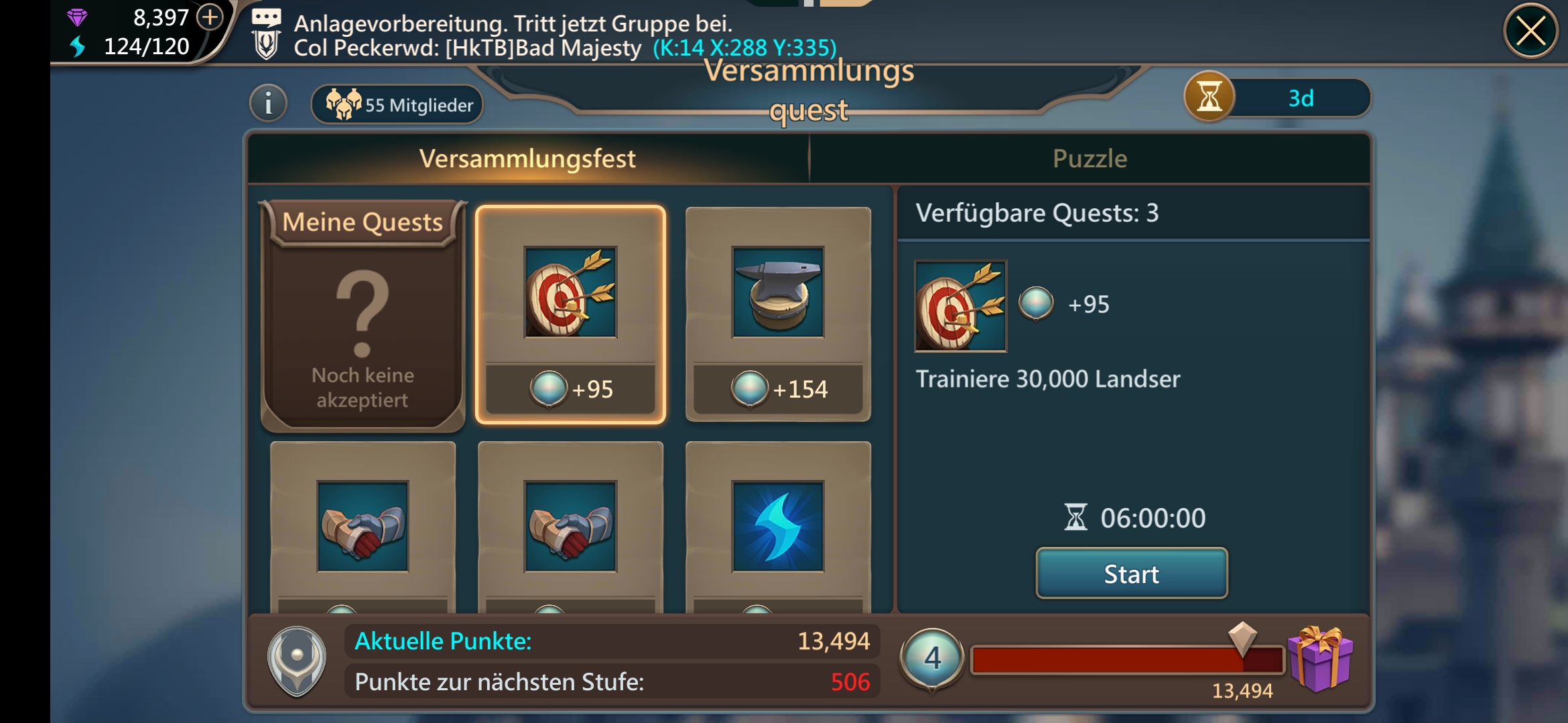 Mobile Royale - Versammlungsfest - Trainiere Landser